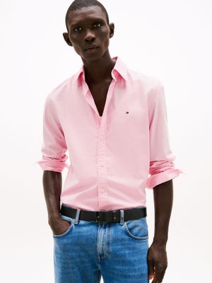 Camisa Th Flex Solid Regular Fit Rosado Tommy Hilfiger