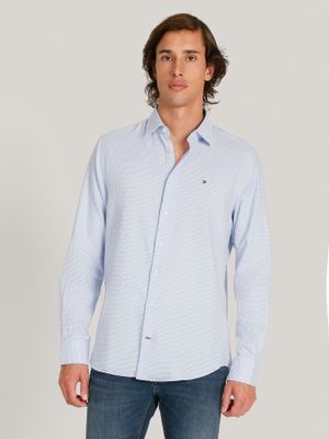 Camisa Solid Regular Fit Celeste Tommy Hilfiger