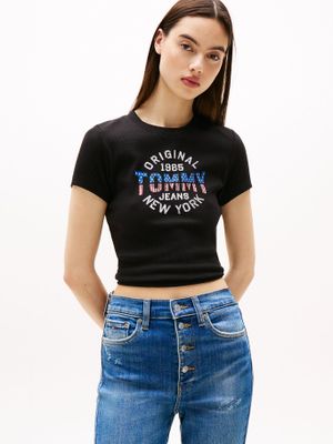 Imagen 1 del producto Polera Acanalada  Logo New York Negro BDS Tommy Jeans