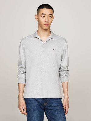 Polo Liquid Cotton Con Logo Gris Tommy Hilfiger