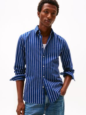 Camisa De Rayas Heritag Regular Fit Azul Tommy Hilfiger