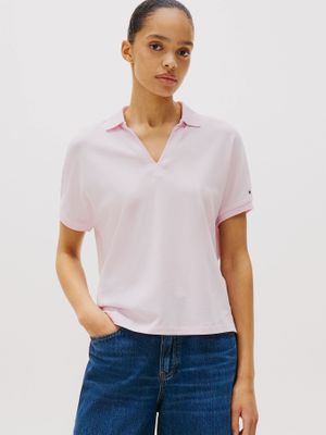 Polo Relaxed Solid Con Logo Rosado Tommy Hilfiger
