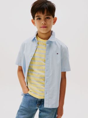 Camisa Oxford De Manga Corta Celeste Tommy Hilfiger