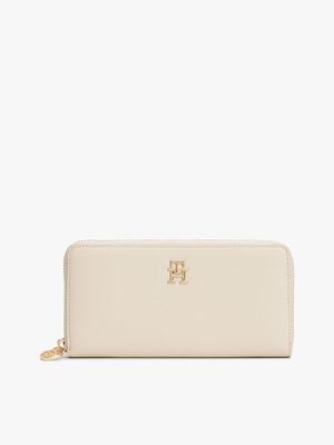 Billetera Monogram Con Cierre Beige Tommy Hilfiger