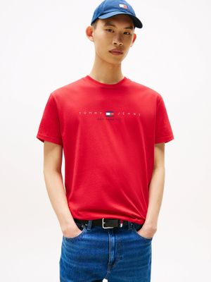Polera Flag Linear Logo Rojo XLE Tommy Jeans