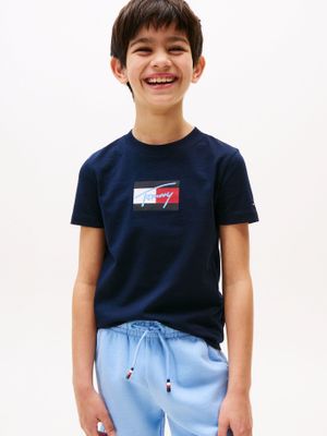 Polera Script Flag Logo Azul Tommy Hilfiger