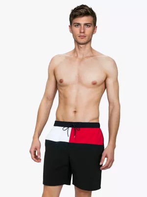 Traje De Baño Largo Con Estampado Negro Tommy Hilfiger