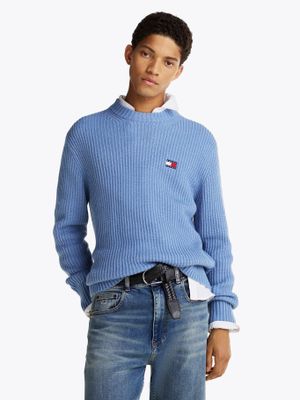 Sweater De Punto Canal Con Logo Celeste Tommy Jeans