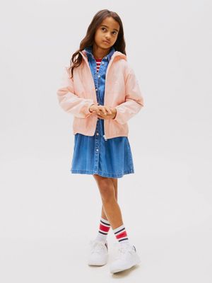 Imagen 2 del producto Cortavientos Con Gorro Y Logo Rosado Tommy Hilfiger