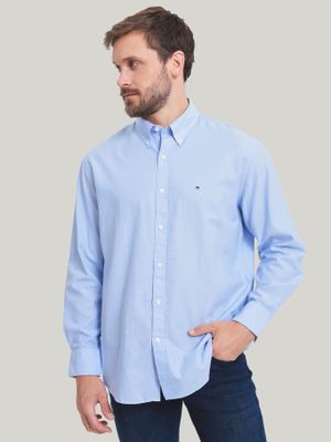 Camisa De Vestir Classic C Logo Celeste Tommy Hilfiger