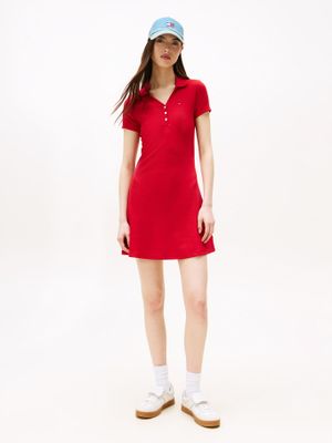 Vestido Tipo Polo Con Logo Rojo Tommy Jeans