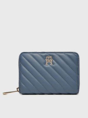Billetera Acolchada Con Cierre Celeste Tommy Hilfiger