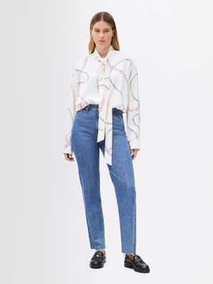 Blusa Estampada De Viscosa Beige Tommy Hilfiger