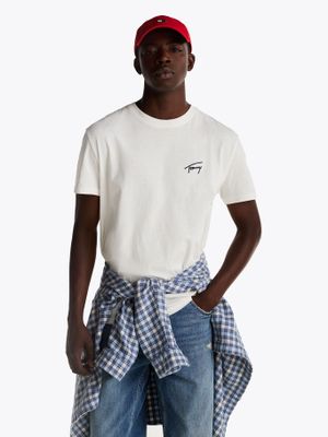 Polera Con Logo Signature Bordado Blanco Tommy Jeans