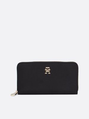 Billetera Monogram Con Cremallera Negro Tommy Hilfiger