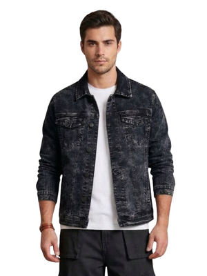 Imagen 2 del producto Chaqueta Mezclilla Hombre Negro Acid Wash Gris Prelavado