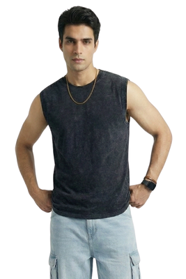 Polera Sin Mangas Musculosa Acid Wash Hombre