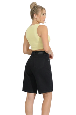 Imagen 2 del producto Short Jeans Wide Leg Con Brillos Mujer Tiro Alto Crystal