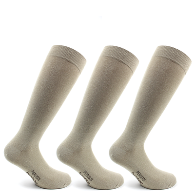 3 Pares Calcetin Bamboo Liso Largo 3/4 Beige