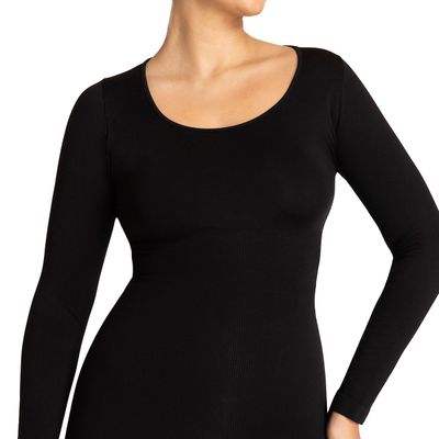 Polera Faja Manga Larga Negro