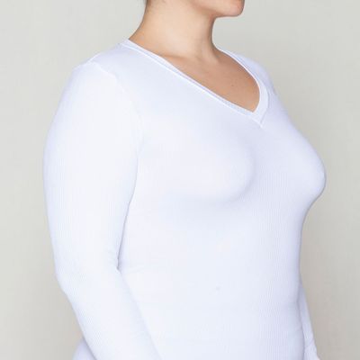 Imagen 1 del producto Polera Esencial Acanalado Escote V Blanco Monarch