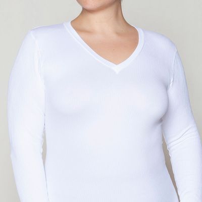 Imagen 2 del producto Polera Esencial Acanalado Escote V Blanco Monarch