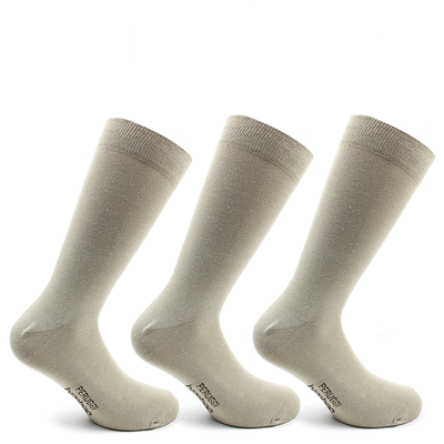 3 Pares Calcetin Bamboo Liso Largo Americano Beige