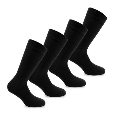 4 Pares Calcetín Algodón Liso Negro