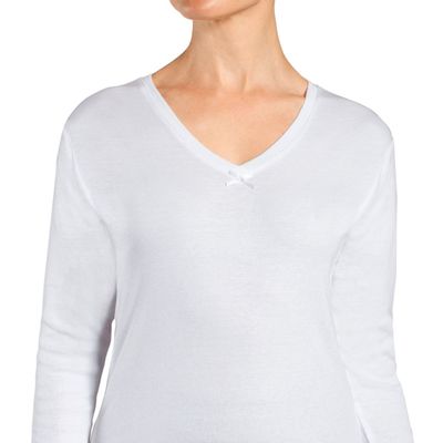 Camiseta Cuello V Manga Larga Blanco Monarch