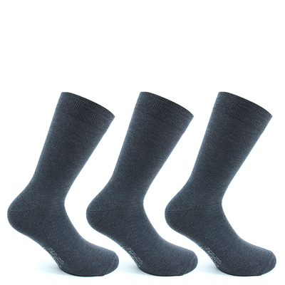 3 Pares Calcetin Bamboo Liso Largo Americano Marengo