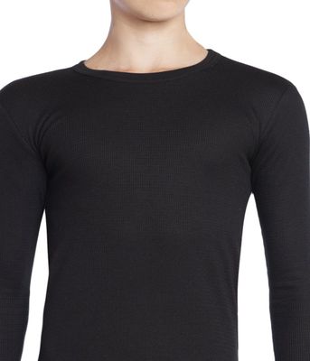 Imagen 2 del producto Camiseta Térmica Manga Larga Cuello Polo Algodon Tejido Panal Juvenil Negro