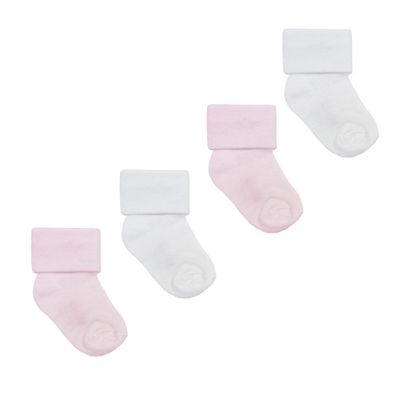 Imagen 1 del producto 4 Pares Calcetines Bamboo Con Vuelta Rosado