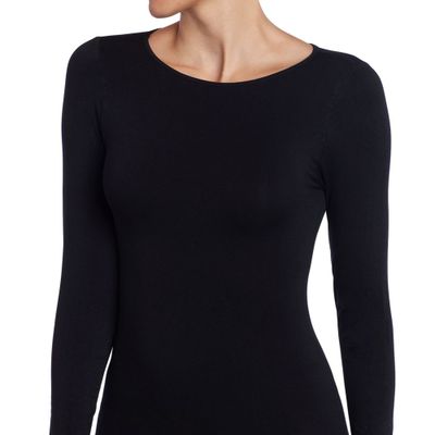 Polera Manga Larga Escote Ojal Negro