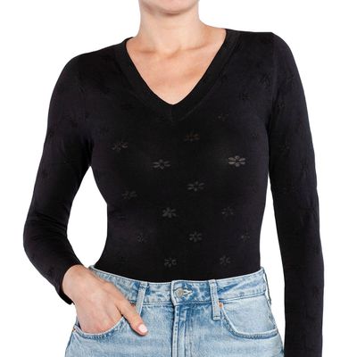 Imagen 2 del producto Polera Diseño Escote V Negro Lasst