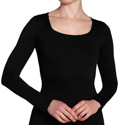 Polera Manga Larga Escote Cuadrado Negro