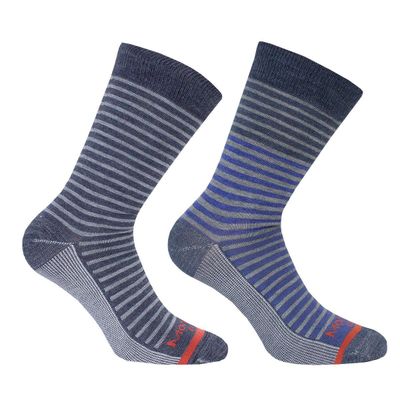 2 Pares Calcetines Cobre Largo Americano Rayas Azul