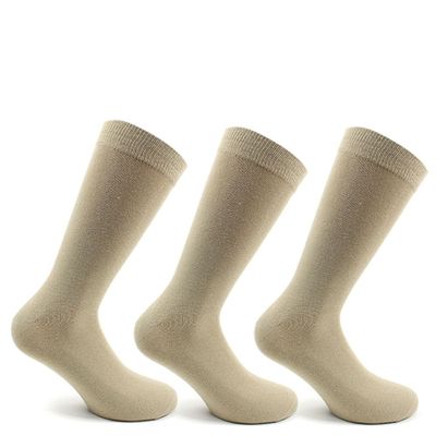 Imagen 1 del producto 3 Pares Calcetines Algodón Largo Americano Liso Beige