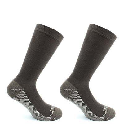 2 Pares Calcetin Cobre + Bamboo Liso Vestir Largo 3/4 Café