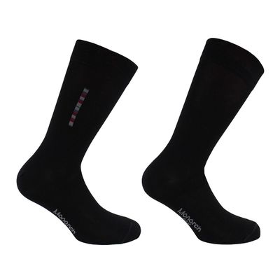 2 Pares Calcetín Hilo Barra Largo Americano Negro