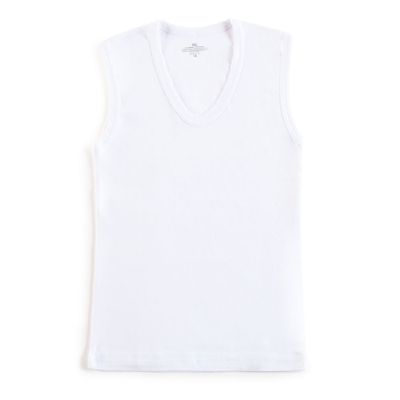 Camiseta Algodón Sin Manga Blanco