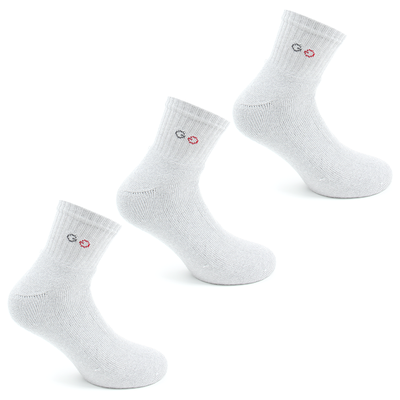 3 Pares Calcetin Algodón Deportivo Largo 2/4 Blanco