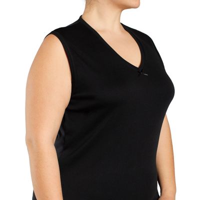Camiseta Mujer Sin Mangas Cuello ""V"" Algodón Negro