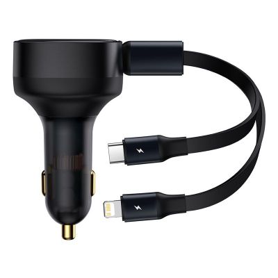 Cargador Rápido para Auto Baseus 2 en 1  USB C y Lightning 30W Negro