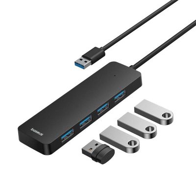 Adaptador HUB 100cm USB-A a USB 3.0 X 4 - 5 Gbps - Baseus UltraJoy Series - Negro