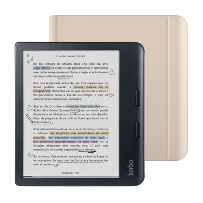 Lector E Reader Kobo Libra Colour Negro Con Funda Beige