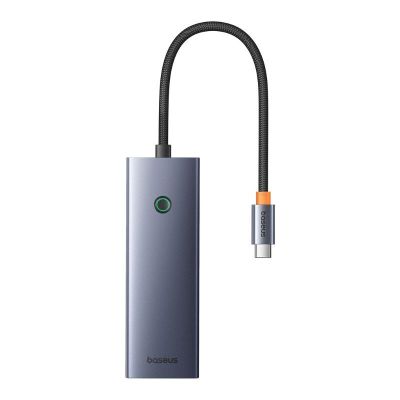 Adaptador HUB 7 en 1 Tipo C a HDMI, USB 3.0, PD y SD/TF - Baseus - Gris