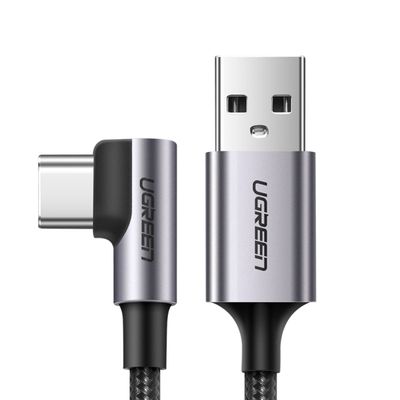 UGREEN Cable USB-C en ángulo a USB 2.0 A trenzado 1m Gris