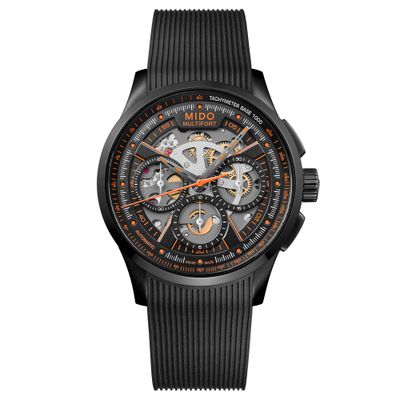 Reloj Mido Multifort Skeleton Chronograph Resina Negro