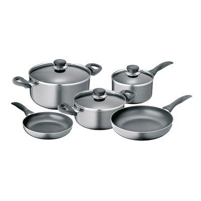 Batería de cocina de aluminio 8 Piezas Gris Gourmet