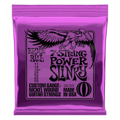 Cuerdas Guitarra Eléctrica de 7 Power Slinky Ernie Ball 11-58 2620